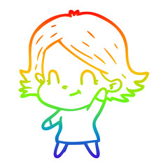 rainbow gradient line drawing cartoon friendly girl