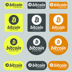 Bitcoin Accepted here Payment Buttons Set