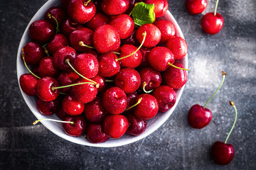 Fresh organic red cherries