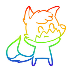 rainbow gradient line drawing cartoon happy fox