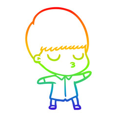 rainbow gradient line drawing cartoon calm boy