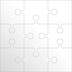 Puzzle background, banner, blank. Jigsaw section template. Modern vector illustration