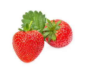 Ripe strawberries from the garden, isolated on a white background