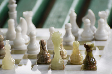 Chess pieces on the board. Dedicated to International Chess Day.