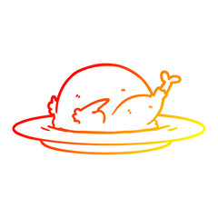 warm gradient line drawing cartoon cooked turkey