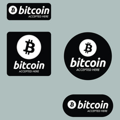 Bitcoin Accepted here Payment Buttons Set