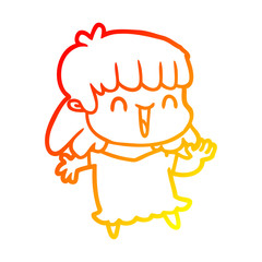 warm gradient line drawing cartoon woman
