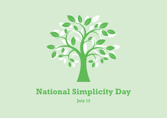 National Simplicity Day vector. A tribute to Henry David Thoreau. Green Tree silhouette vector. Deciduous Tree vector. Simple Tree icon vector. National Simplicity Day Poster, July 12. Important day - Powered by Adobe