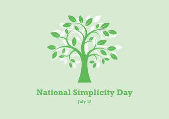 National Simplicity Day vector. A tribute to Henry David Thoreau. Green Tree silhouette vector. Deciduous Tree vector. Simple Tree icon vector. National Simplicity Day Poster, July 12. Important day
