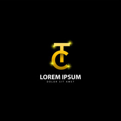 Obraz premium Gold Letter T Logo. TC Letter Design Vector with Golden Colors