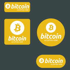 Bitcoin Accepted here Payment Buttons Set