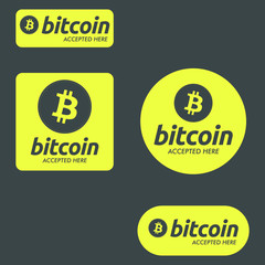 Bitcoin Accepted here Payment Buttons Set