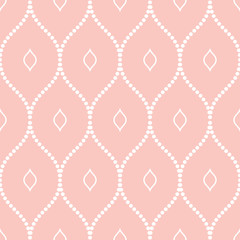 Seamless pink and white wavy dotted ornament. Modern background. Geometric modern pattern