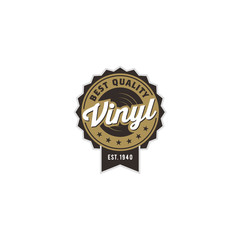 Vintage Classic Gramophone Music Vinyl Record badge Label logo design