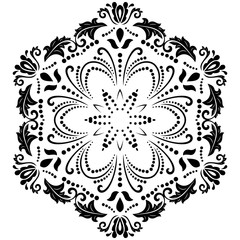 Elegant ornament in classic style. Abstract traditional pattern with oriental elements. Classic black and white vintage pattern