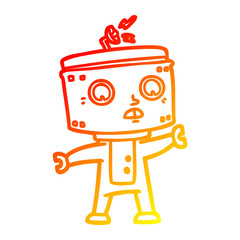 warm gradient line drawing cartoon robot