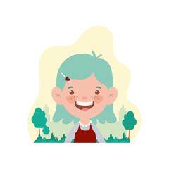 student girl smiling with landscape background