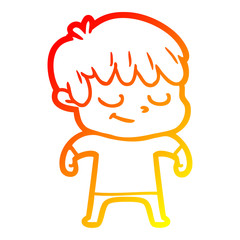 warm gradient line drawing happy cartoon boy