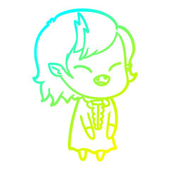 cold gradient line drawing cartoon laughing vampire girl