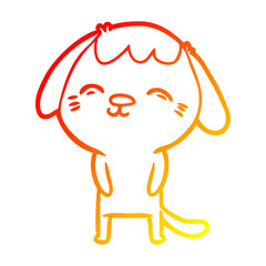 warm gradient line drawing happy cartoon dog