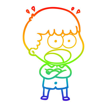 recommend clip art: rainbow gradient line drawing cartoon shocked man