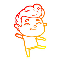 warm gradient line drawing happy cartoon man