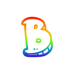 rainbow gradient line drawing cartoon letter b