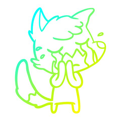 cold gradient line drawing crying fox cartoon