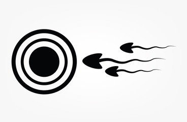 Abstract sperm icon, sperm icon and sperm vector that runs towards the egg. On a white background, competition concept
