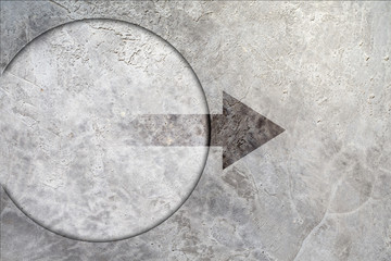 Break through background concept, Think out of the box concept, grunge wall cement surface texture with scratches and cracks background with arrow going out of the circle with empty space for copy