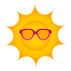 Isolated sun image with a sunglasses on a white background - Vectors