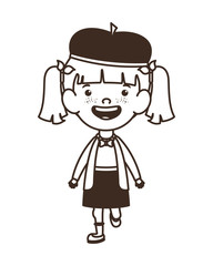 silhouette of student girl standing on white background