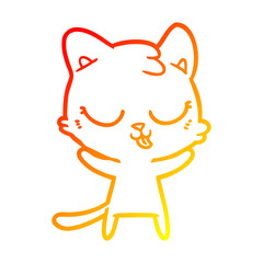 warm gradient line drawing cute cartoon cat