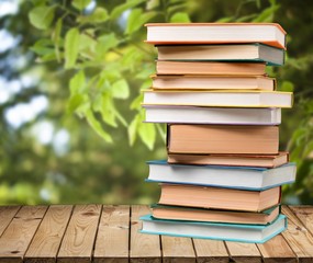 Stack of books isolated on white background