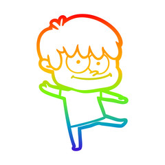 rainbow gradient line drawing happy cartoon man