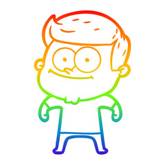 rainbow gradient line drawing cartoon happy man