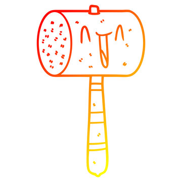 Warm Gradient Line Drawing Cartoon Hammer