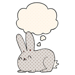 cartoon rabbit and thought bubble in comic book style