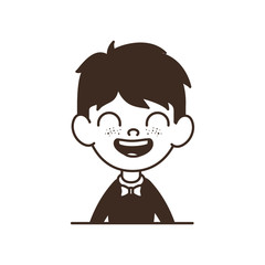 silhouette of student boy smiling on white background