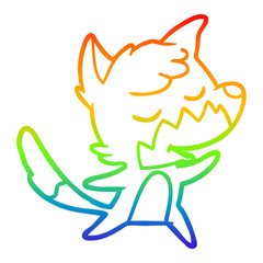 rainbow gradient line drawing friendly cartoon fox
