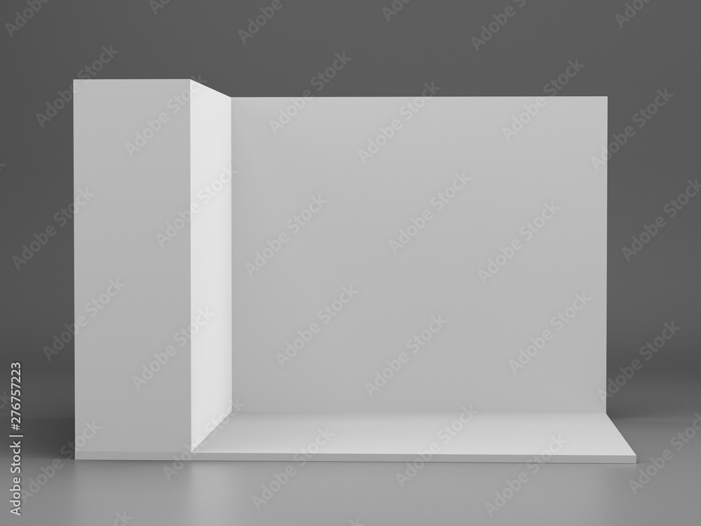 Aufkleber isolated wall corner from front view. empty blank backdrop ready for display or customized presentat