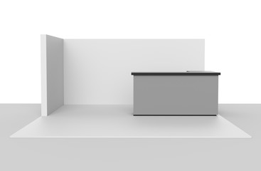 Isolated Wall Corner From Front View. Empty Blank Backdrop Ready For Display Or Customized Presentation. 3D rendering