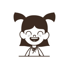 silhouette of student girl smiling on white background