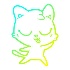 cold gradient line drawing happy cartoon cat
