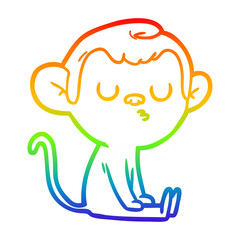 rainbow gradient line drawing cartoon monkey