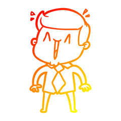 warm gradient line drawing cartoon happy man