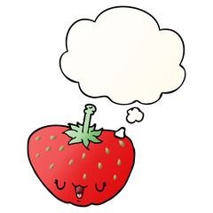 Fototapeta premium cartoon strawberry and thought bubble in smooth gradient style