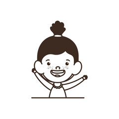 silhouette of student girl smiling on white background