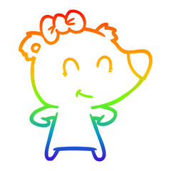 rainbow gradient line drawing female bear cartoon