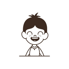 silhouette of student boy smiling on white background